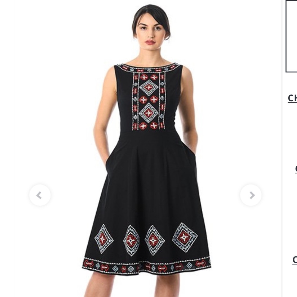 Folk graphic embellished poplin dress size 4